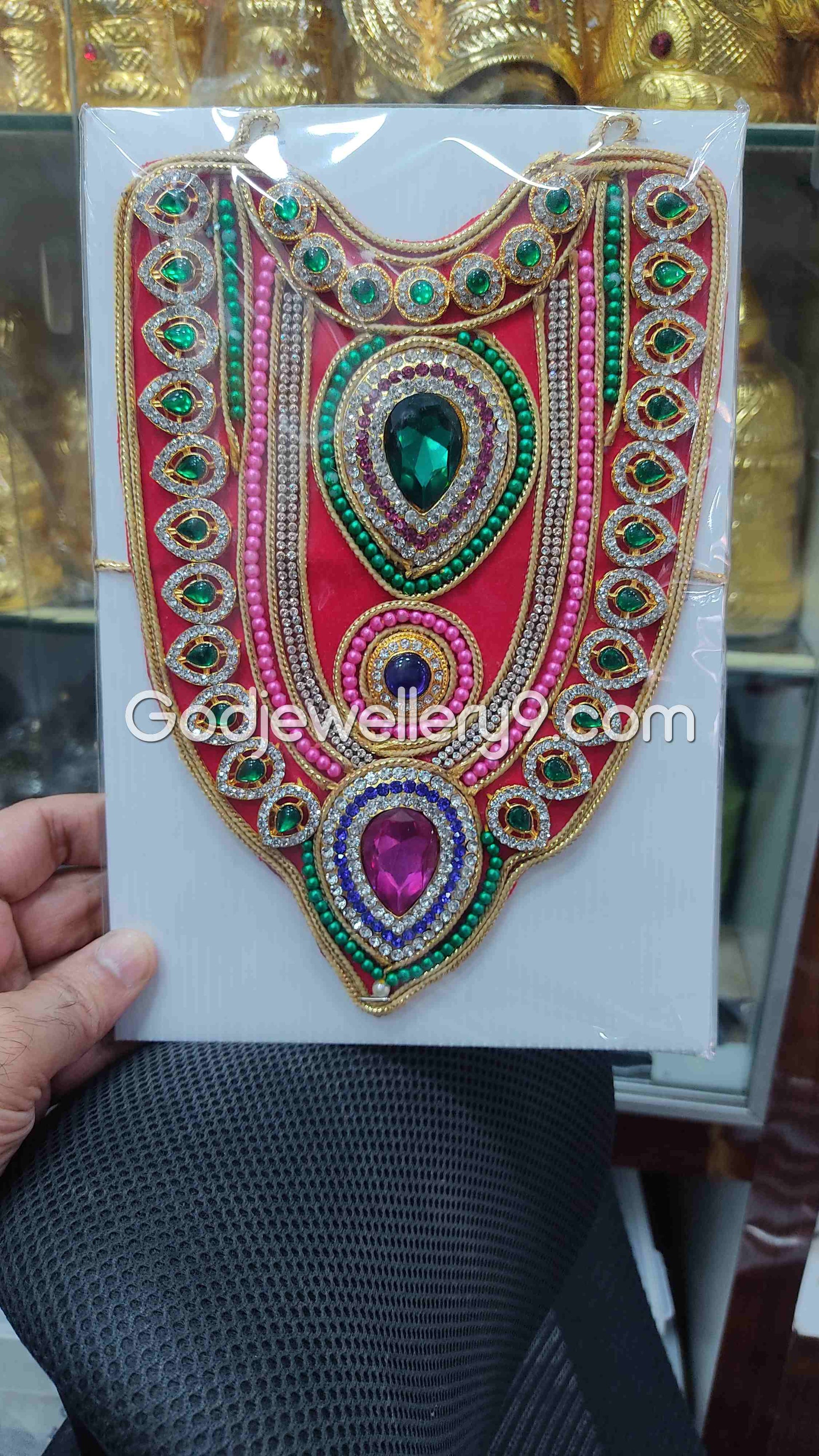 God Red Long Kavasam Necklace MultiColor Deity Haram Jewellery godjewellery9