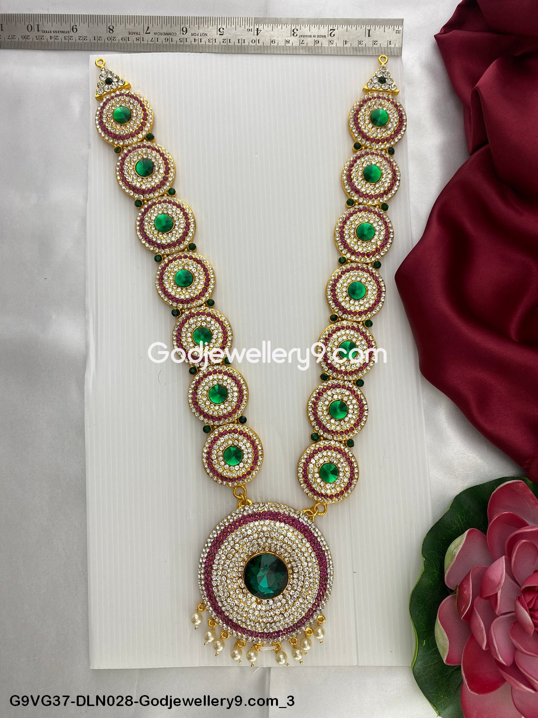 God Temple 1 Step Long Haram Necklace for Deity Vigraha G9VG37-DLN028-Godjewellery9.com 3