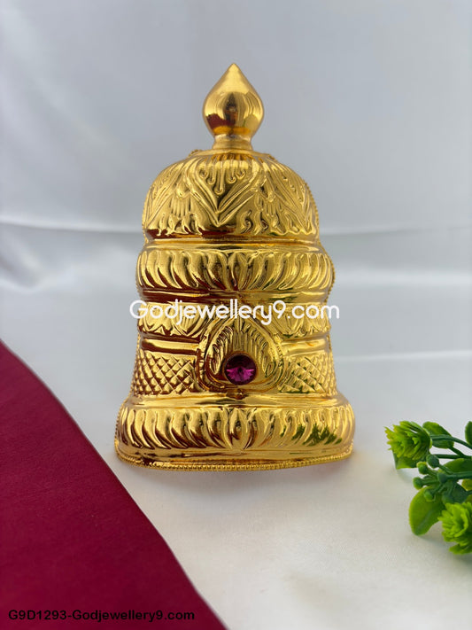 Gold Plated God Half Crown Mukut For Deity Idol And Amman G3 Godjewellery9.com G9D1293