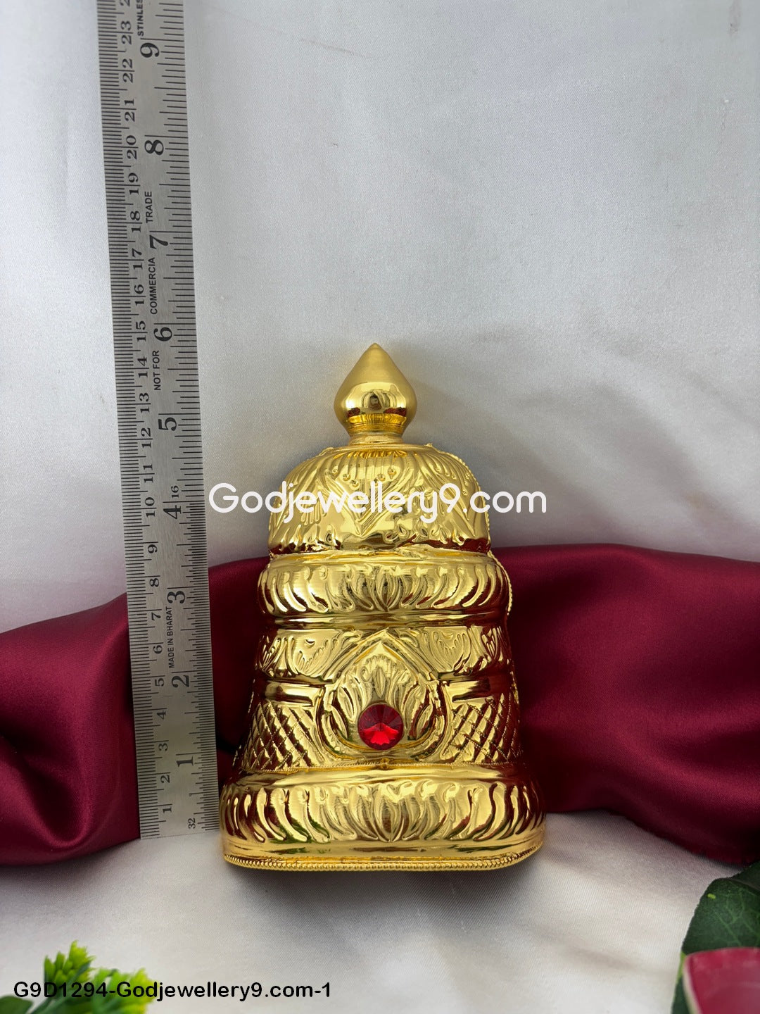 Gold Plated Half Crown Kireetam Mukut For God And Goddess G4 Godjewellery9.com G9D1294-1