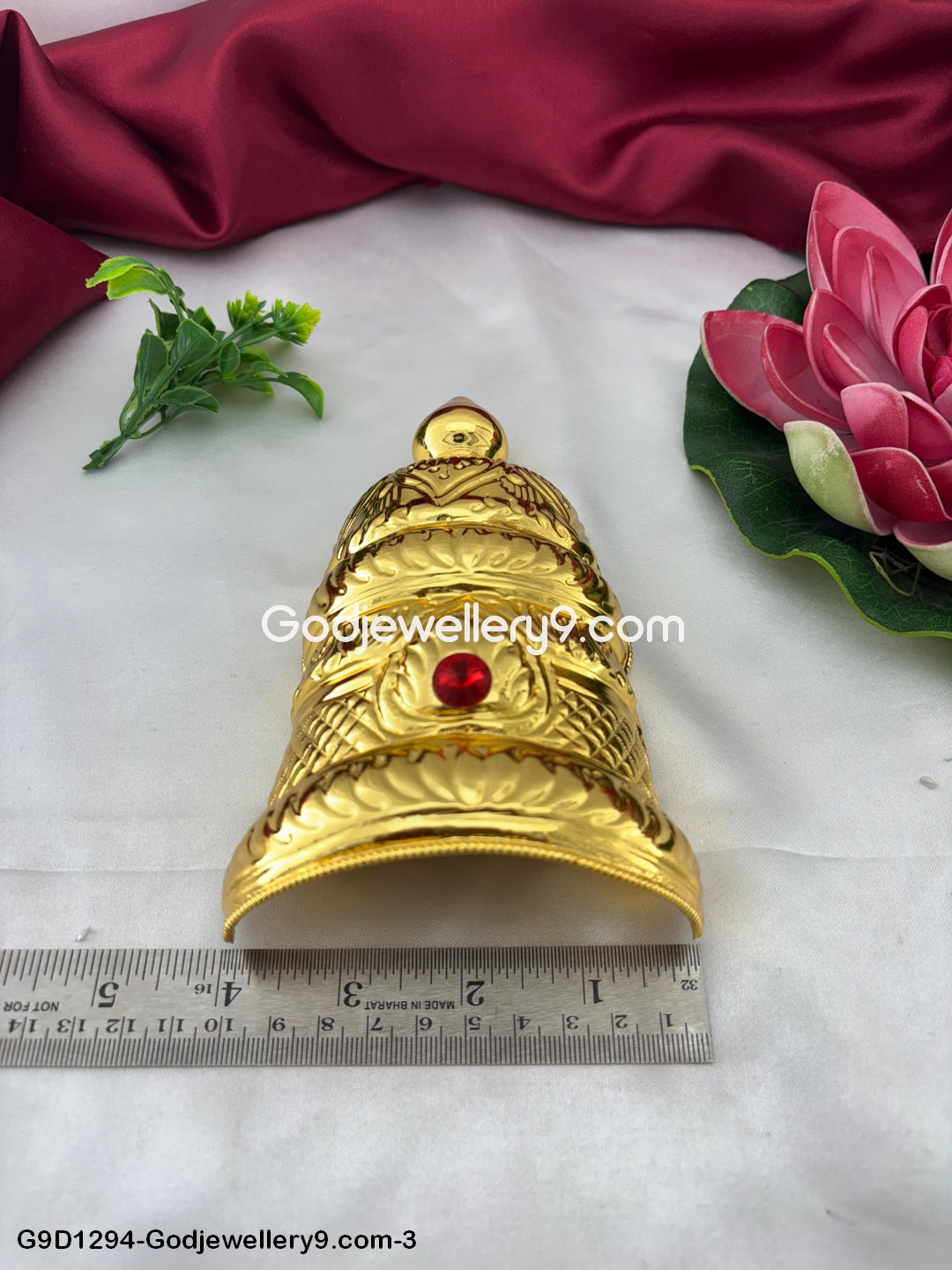 Gold Plated Half Crown Kireetam Mukut For God And Goddess G4 Godjewellery9.com G9D1294-3