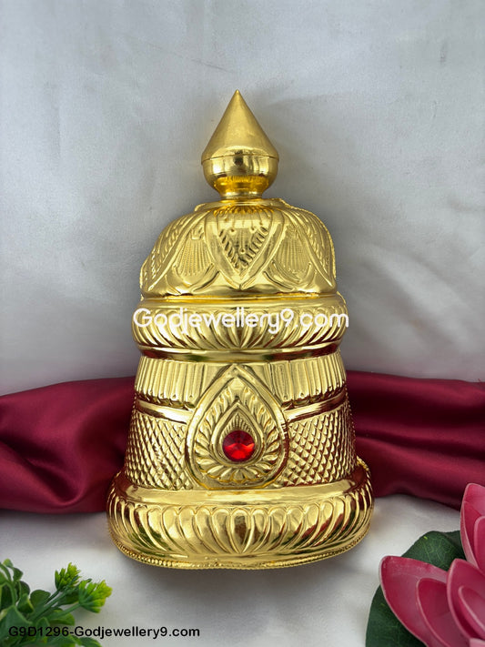 Gold Plated Half Crown Kireetam Mukut For deity Idol G6 Godjewellery9.com G9D1296