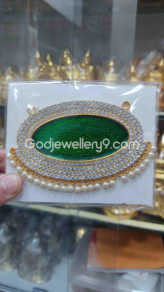 Green Big Oval Dollar Pendant For Hindu God And Deity R10 Godjewellery9