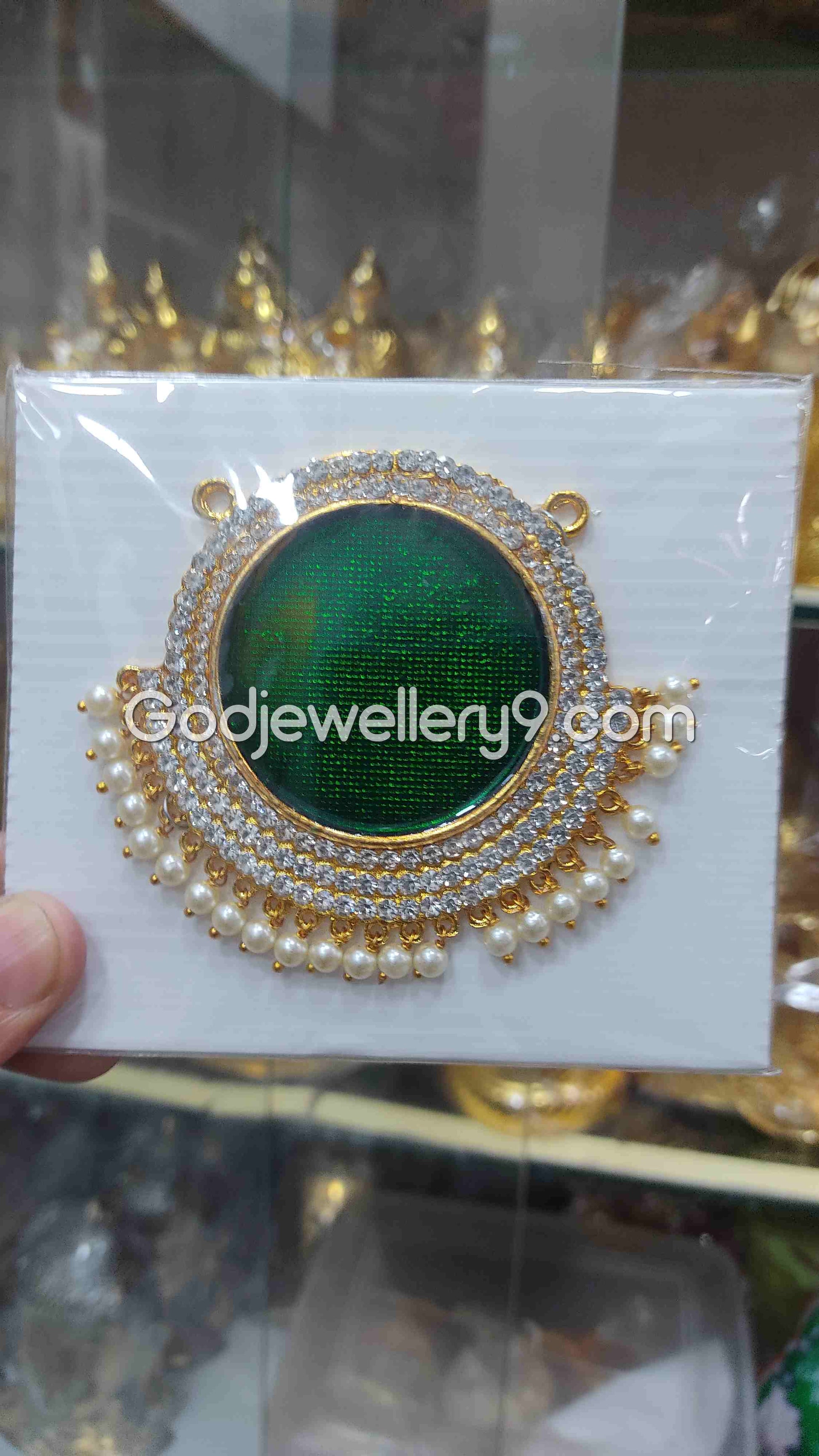 Green Big Round Dollar Pendant For Hindu God And Deity R1 Godjewellery9