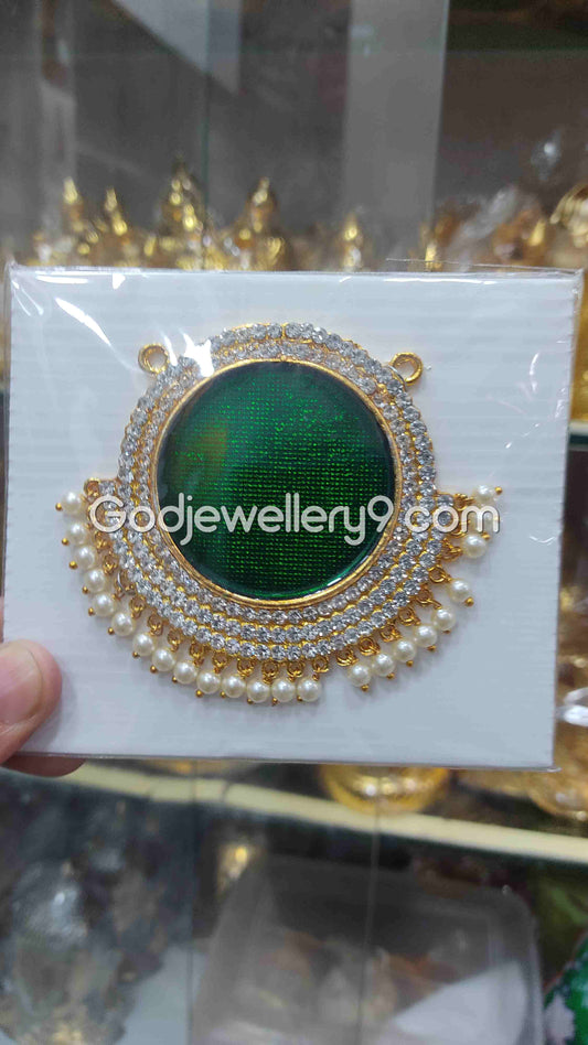 Green Big Round Dollar Pendant For Hindu God And Deity R1 Godjewellery9