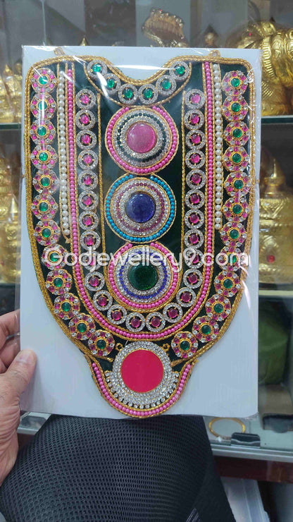 Green Long Necklace Haram Kavasam Jewellery For God Deity godjewellery9