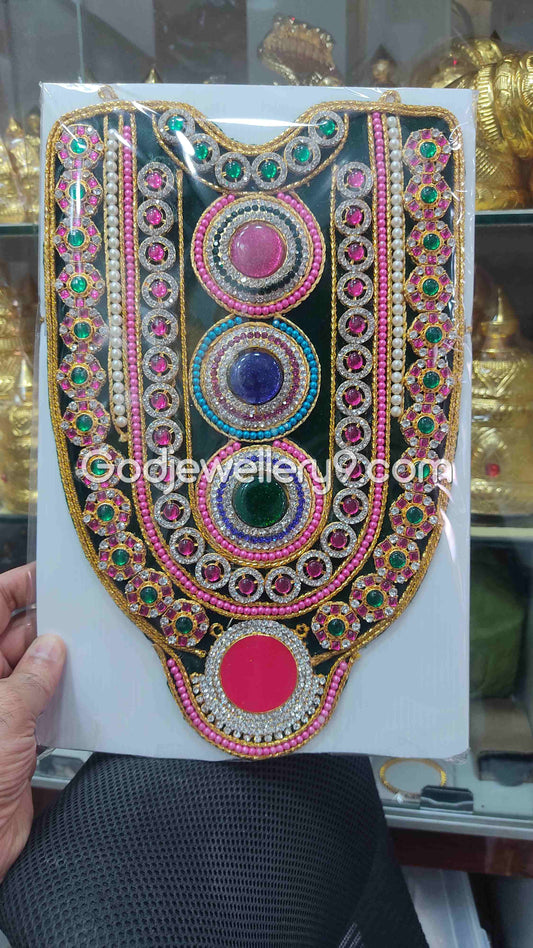 Green Long Necklace Haram Kavasam Jewellery For God Deity godjewellery9