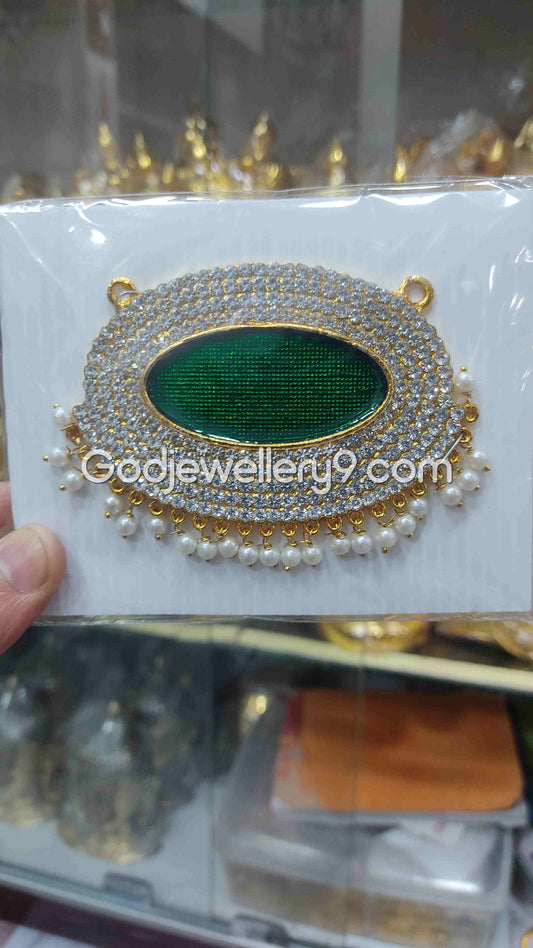 Green Medium Oval Dollar Pendant For Hindu God And Deity R13 Godjewellery9