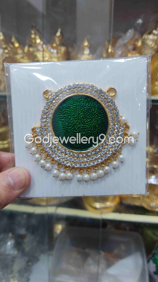 Green Medium Round Dollar Pendant For Hindu God And Deity R4 Godjewellery9