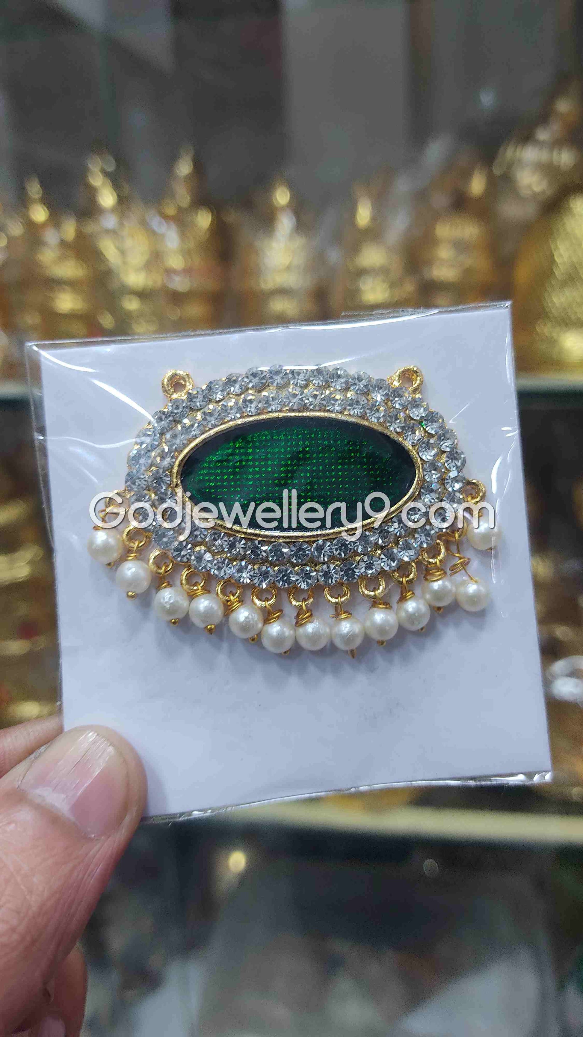 Green Small Oval Dollar Pendant For Hindu God And Deity R16 Godjewellery9