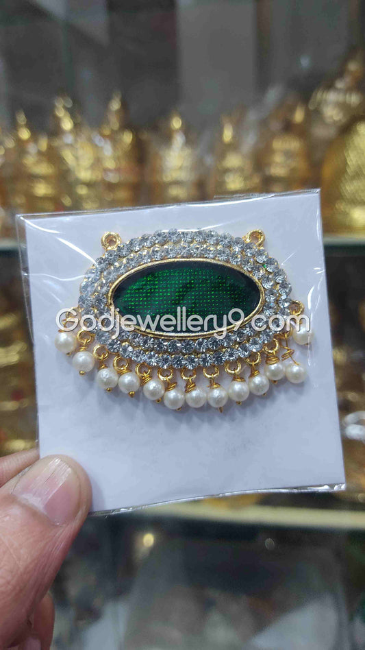 Green Small Oval Dollar Pendant For Hindu God And Deity R16 Godjewellery9