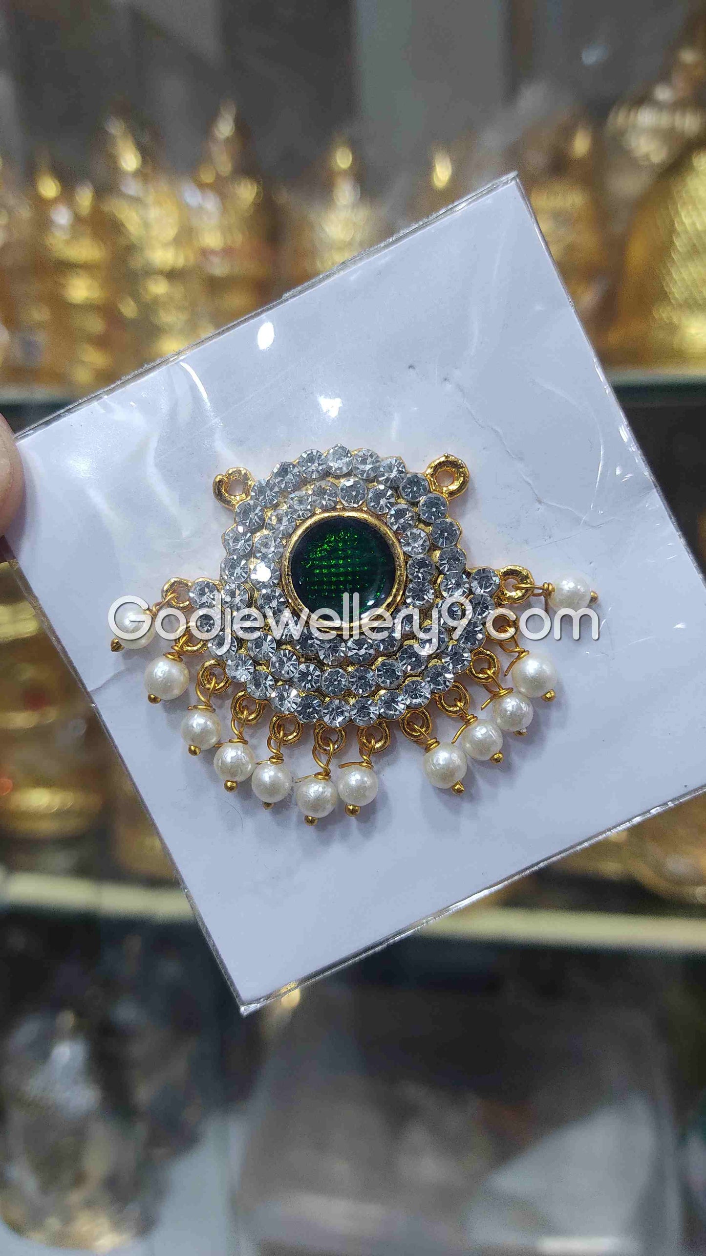 Green Small Round Dollar Pendant For Hindu God And Deity R7 Godjewellery9