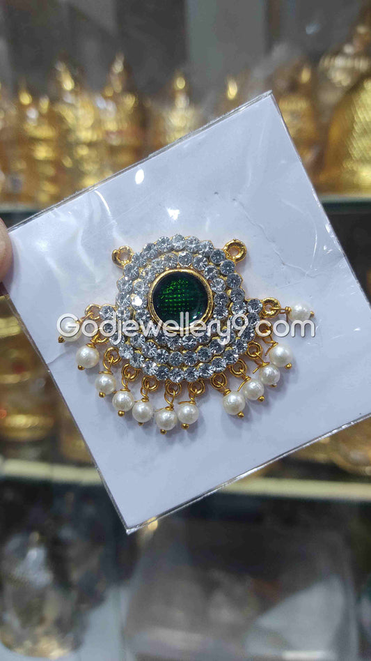 Green Small Round Dollar Pendant For Hindu God And Deity R7 Godjewellery9
