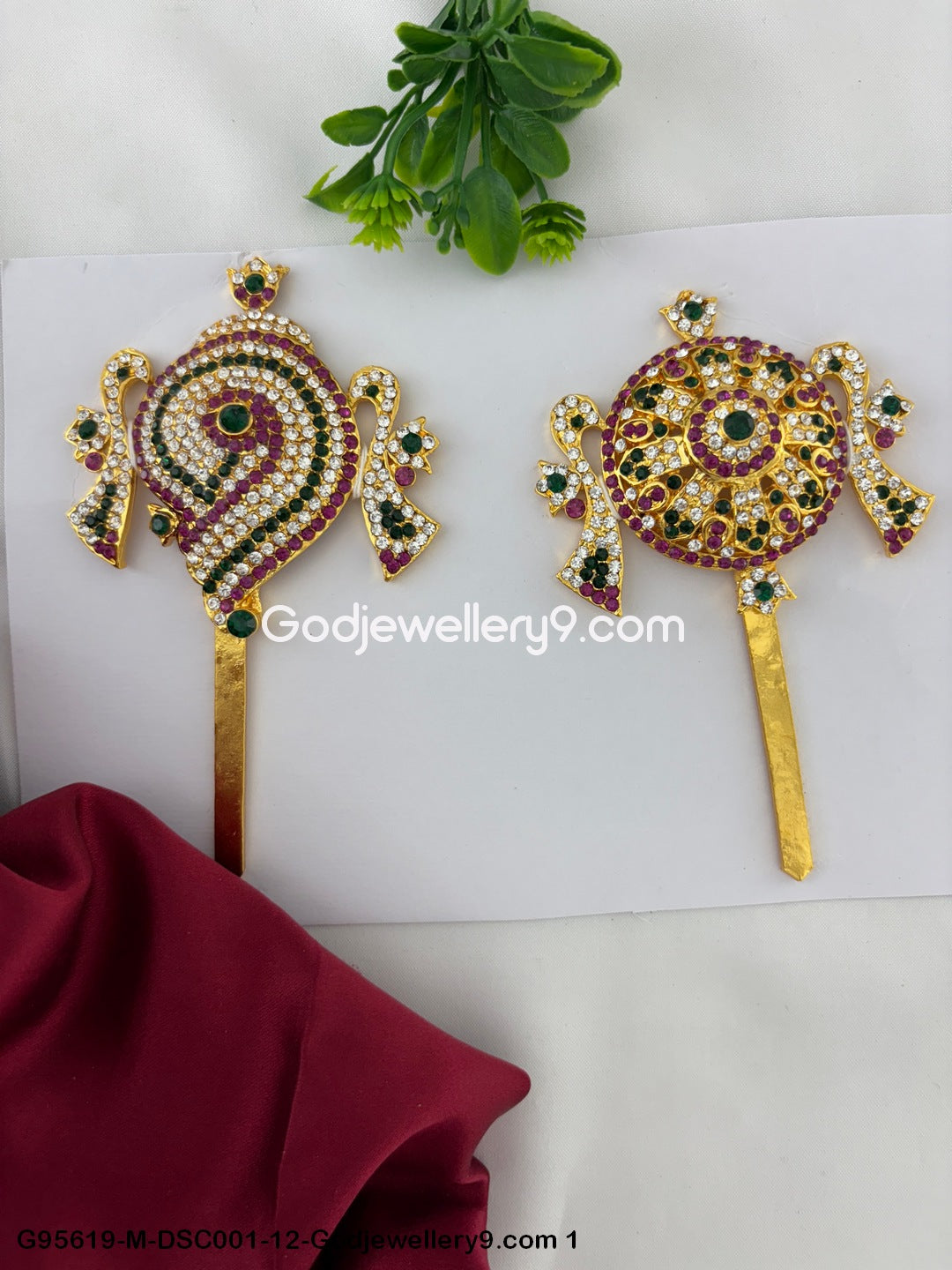 Handcrafted Stone Shanku Chakra for Deity and God Temple Murti Multi-Color G95619-DSC001-12-Godjewellery9.com 1