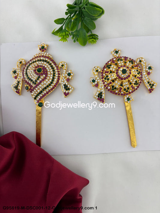 Handcrafted Stone Shanku Chakra for Deity and God Temple Murti Multi-Color G95619-DSC001-12-Godjewellery9.com 1