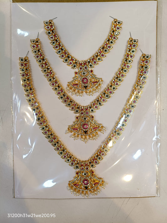 3-Step Long Stone Haram — Pearl Drop Multi-Colour