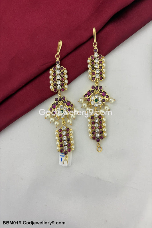 Kempu Mattal Ear Chain Bharatanatyam Brass Jewellery Godjewellery9.com BBM019