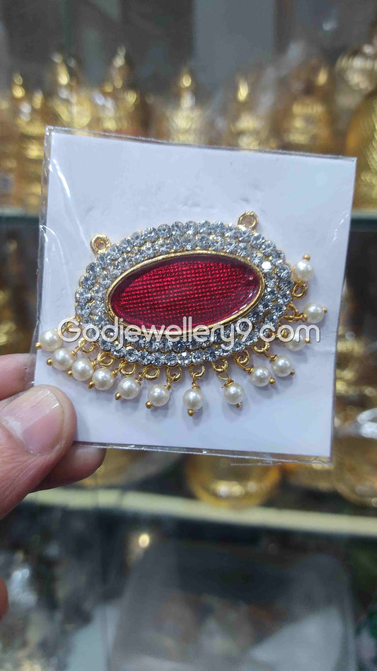 Maroon Small Oval Dollar Pendant For Hindu God And Deity R17 Godjewellery9