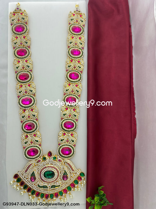 Mata Deity 1 Step Long Haram Necklace for God Vigraha Idols G93947-DLN033-Godjewellery9.com 1
