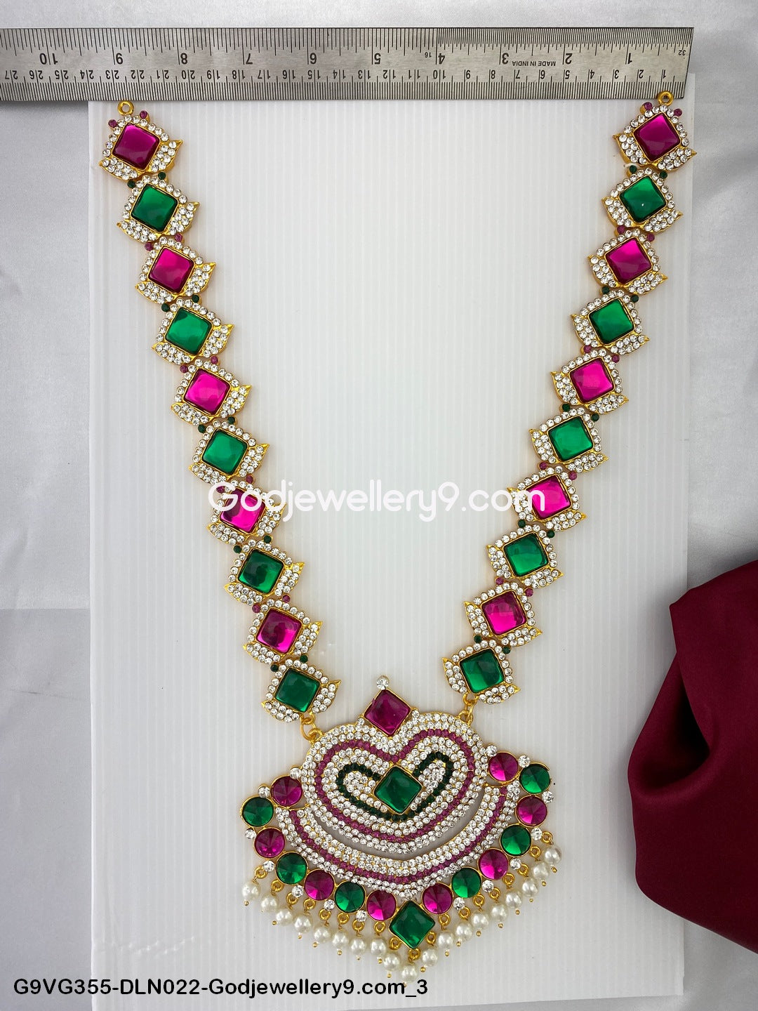 Mata Lakshmi 1 Step Long Haram Necklace for Deity God Moorthy G9VG355-DLN022-Godjewellery9.com 3