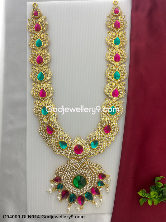 Moorthy 1 Step Long Haram Necklace for God Deity Shringar G94009-DLN014-Godjewellery9.com 1