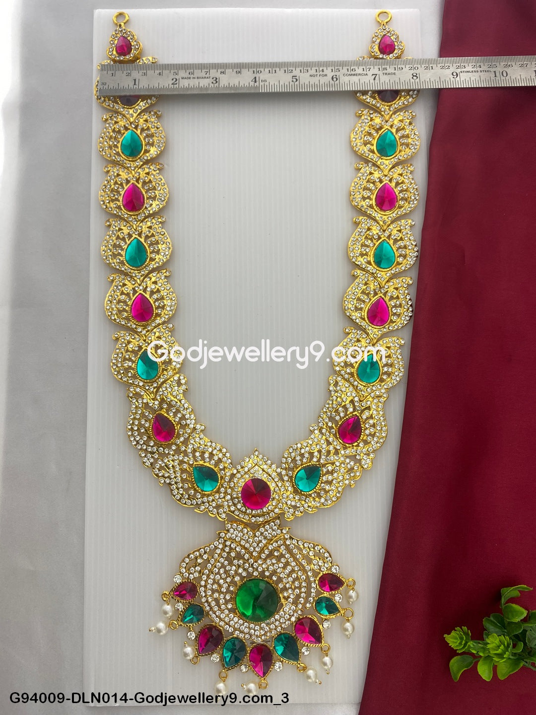 Moorthy 1 Step Long Haram Necklace for God Deity Shringar G94009-DLN014-Godjewellery9.com 3