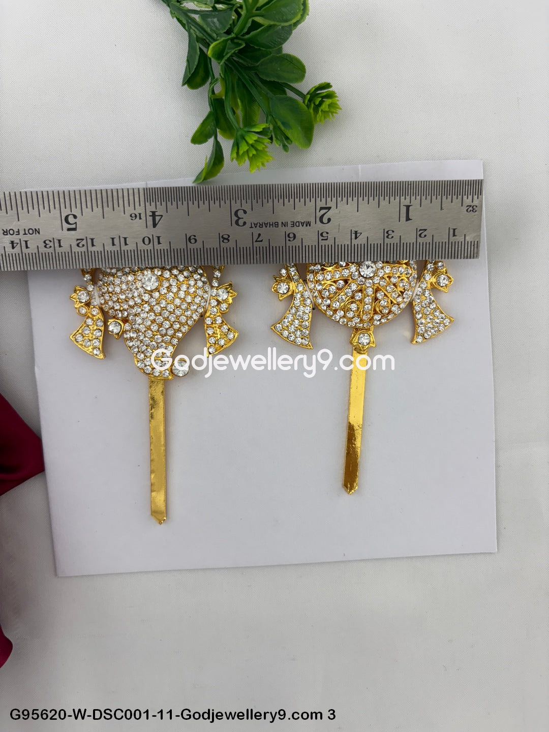 Ornate Stone Shanku Chakra for Deity and God Idol Rituals White Color G95620-DSC001-11-Godjewellery9.com 3