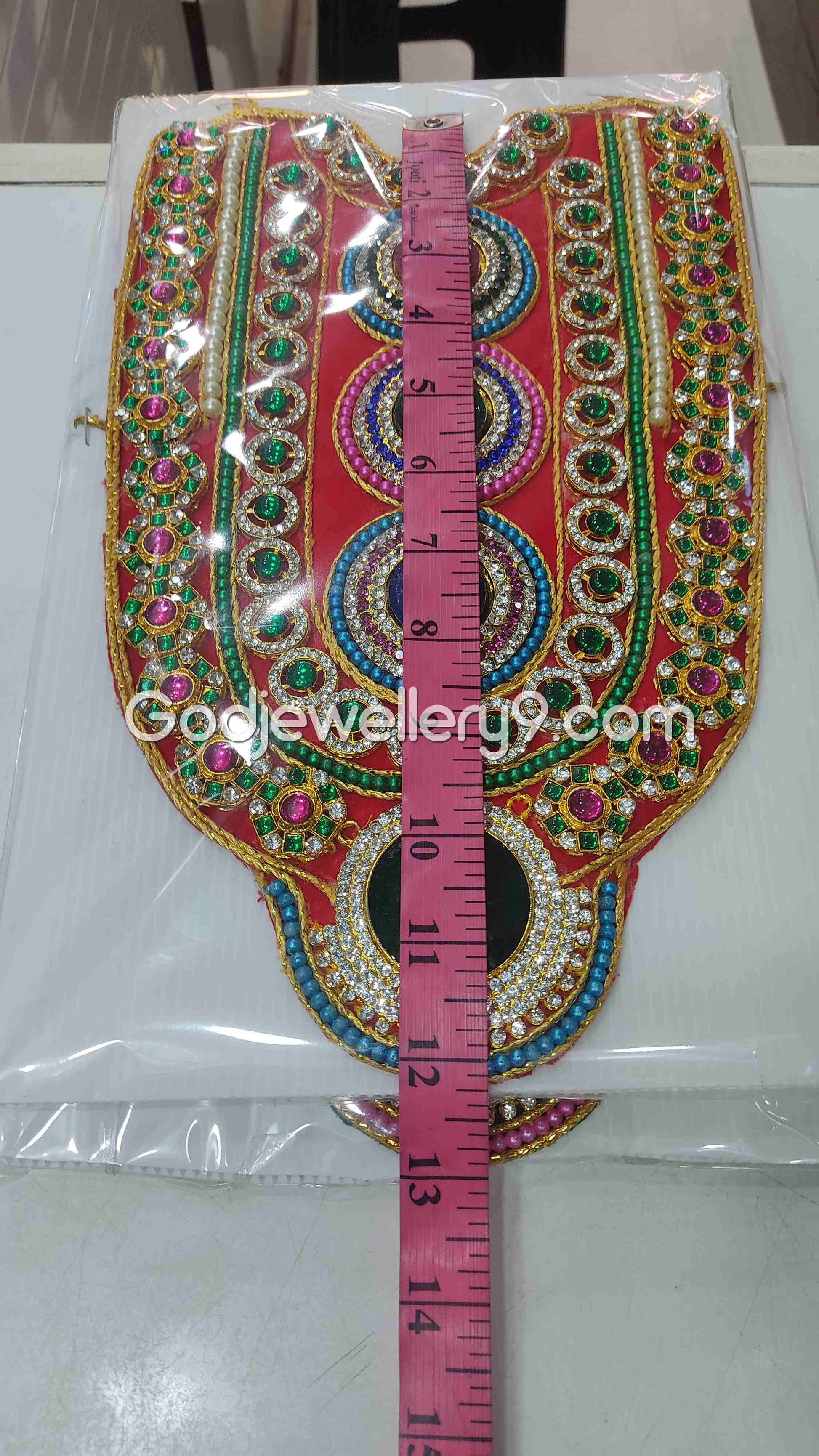 Red Long Necklace Haram Kavasam Jewellery For God Deity 1 godjewellery9