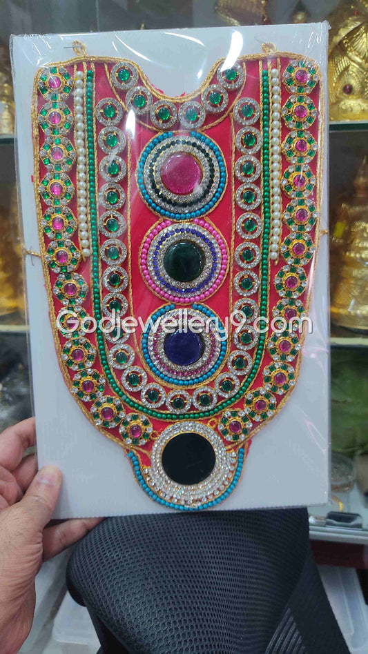 Red Long Necklace Haram Kavasam Jewellery For God Deity godjewellery9