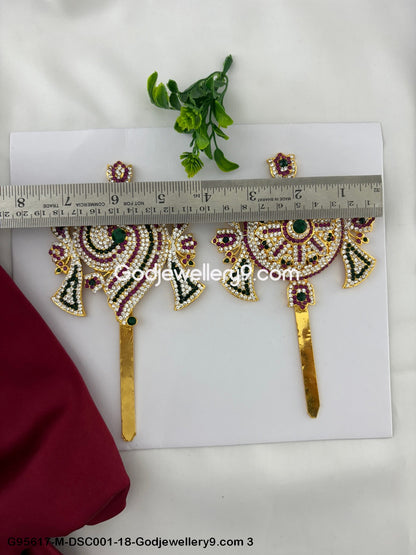 Shanku Chakra with Multi-Color Stones for God Vishnu and Deity Idols Multi-Color G95617-DSC001-18-Godjewellery9.com 3