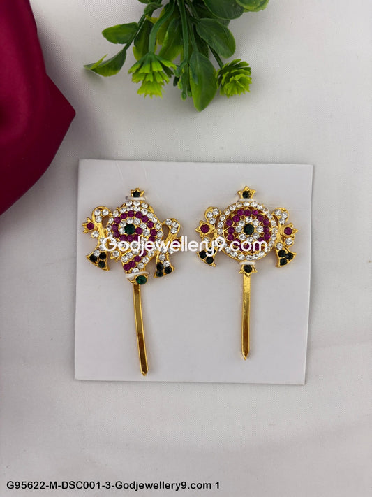 Shanku Chakra with Stones for God Balaji and Deity Alankaram Multi-Color G95622-DSC001-3-Godjewellery9.com 1