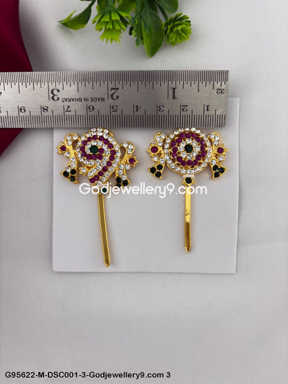 Shanku Chakra with Stones for God Balaji and Deity Alankaram Multi-Color G95622-DSC001-3-Godjewellery9.com 3