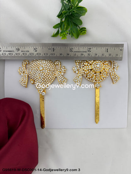 Shanku Chakra with Stones for Vishnu Balaji and Perumal Idols White Color G95619-DSC001-14-Godjewellery9.com 3