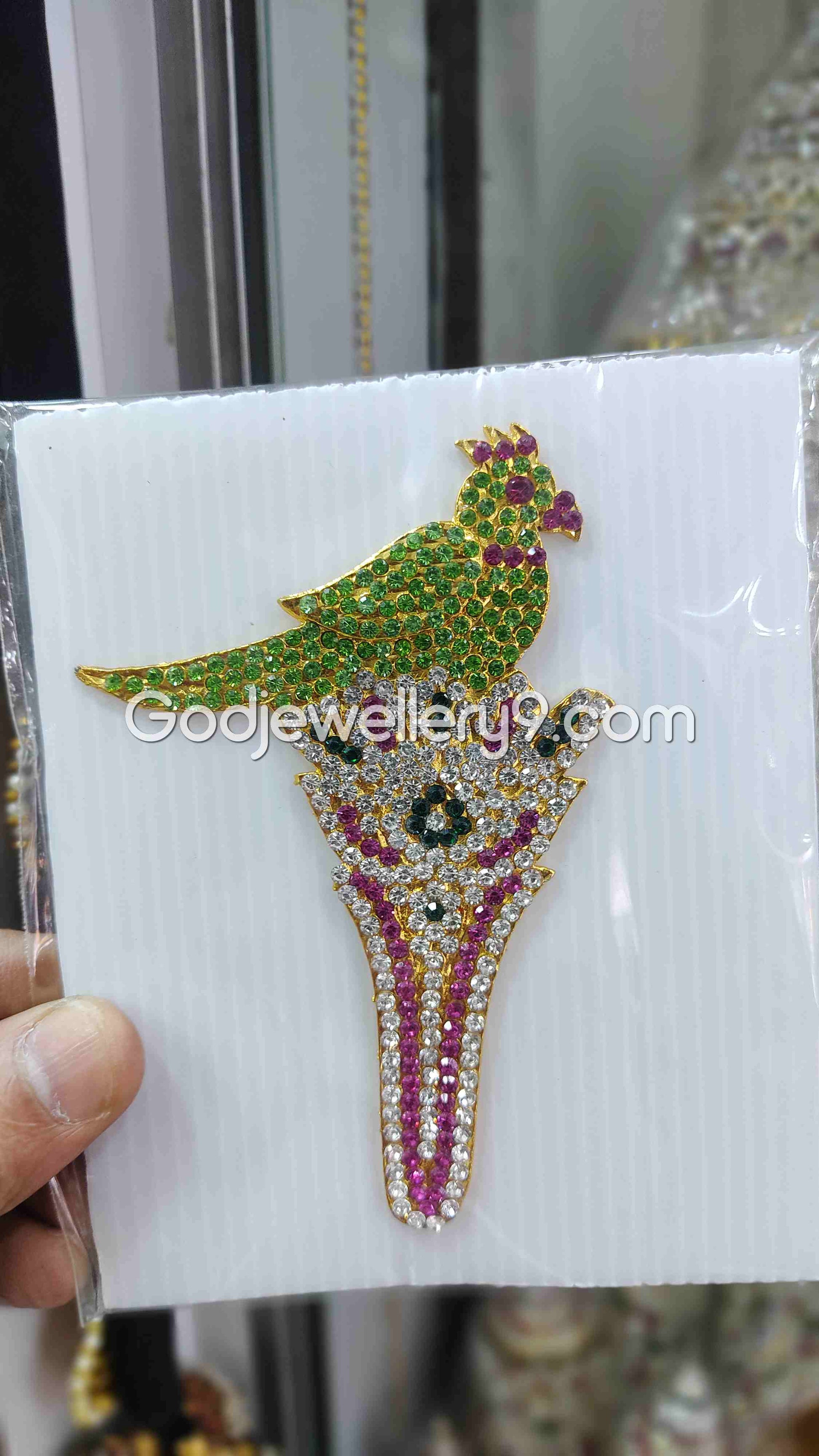 Stone Parrot Small Size For Goddess Parvathi Jewellry For Meenakshi Amman Godjewellery9