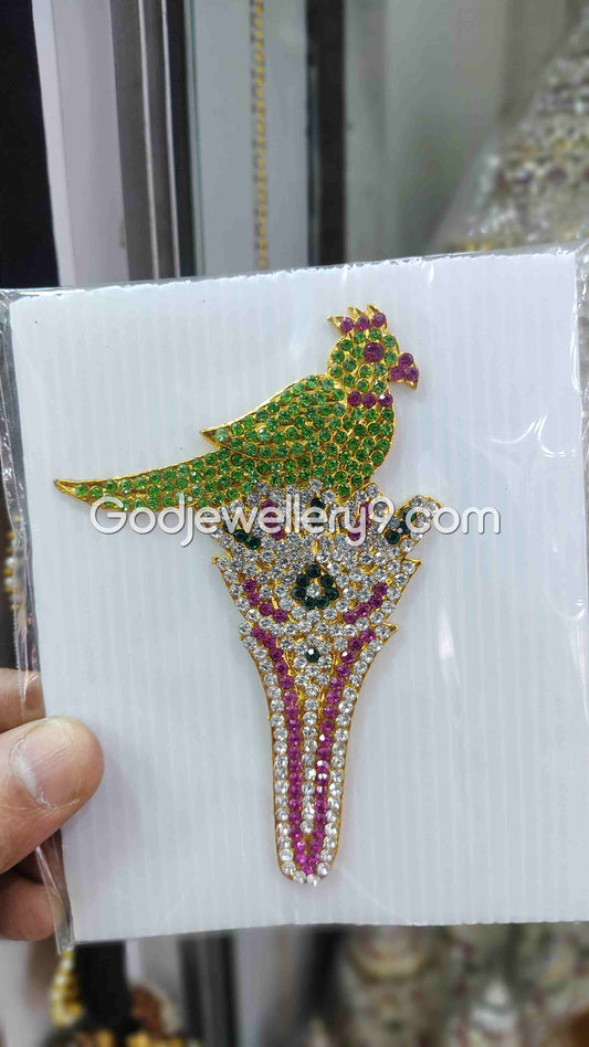 Stone Parrot Small Size For Goddess Parvathi Jewellry For Meenakshi Amman Godjewellery9