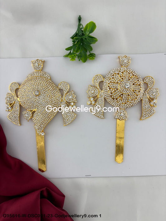 Stone Shanku Chakra for Deity and God Murti Alankaram and Decoration White Color G95616-DSC001-23-Godjewellery9.com 1