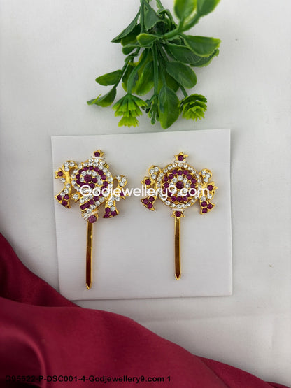 Stone Shanku Chakra for Hindu Deity and God Murti Pink Color G95622-DSC001-4-Godjewellery9.com 1