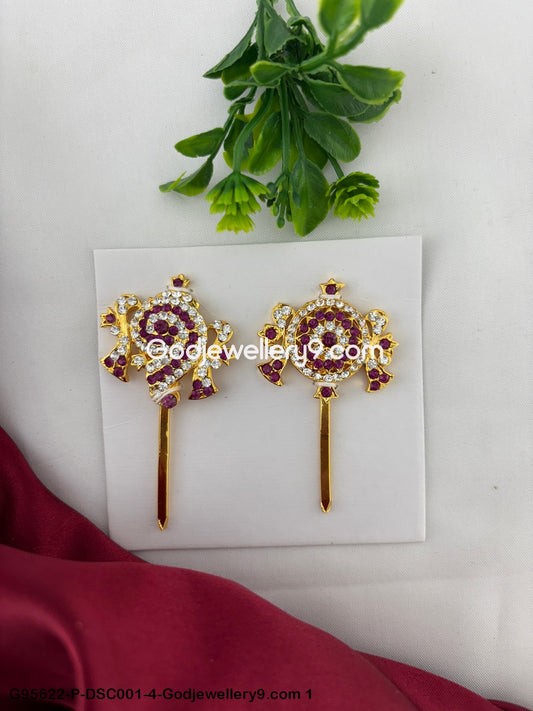 Stone Shanku Chakra for Hindu Deity and God Murti Pink Color G95622-DSC001-4-Godjewellery9.com 1