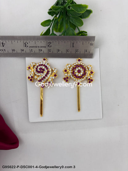 Stone Shanku Chakra for Hindu Deity and God Murti Pink Color G95622-DSC001-4-Godjewellery9.com 3