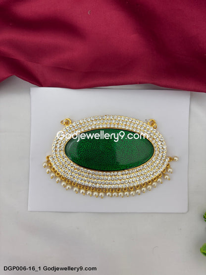 Swami Alankaram Chest Ornaments Dollar Pendant Green Deity Jewelley GodJewellery9.com DGP006-16 1