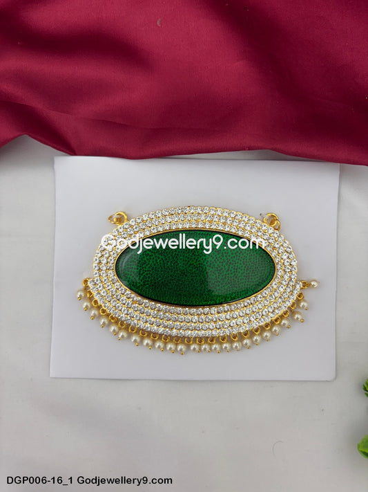 Swami Alankaram Chest Ornaments Dollar Pendant Green Deity Jewelley GodJewellery9.com DGP006-16 1