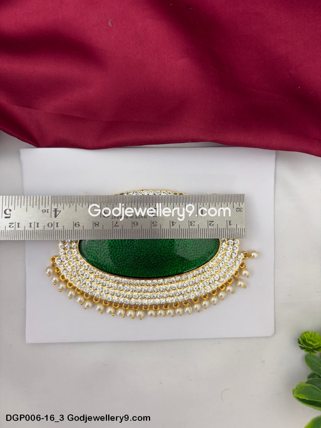 Swami Alankaram Chest Ornaments Dollar Pendant Green Deity Jewelley GodJewellery9.com DGP006-16 3