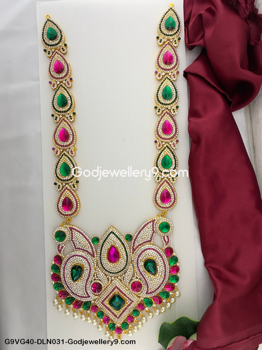 Swamy 1 Step Long Haram Necklace for Deity God Alankaram G9VG40-DLN031-Godjewellery9.com 1