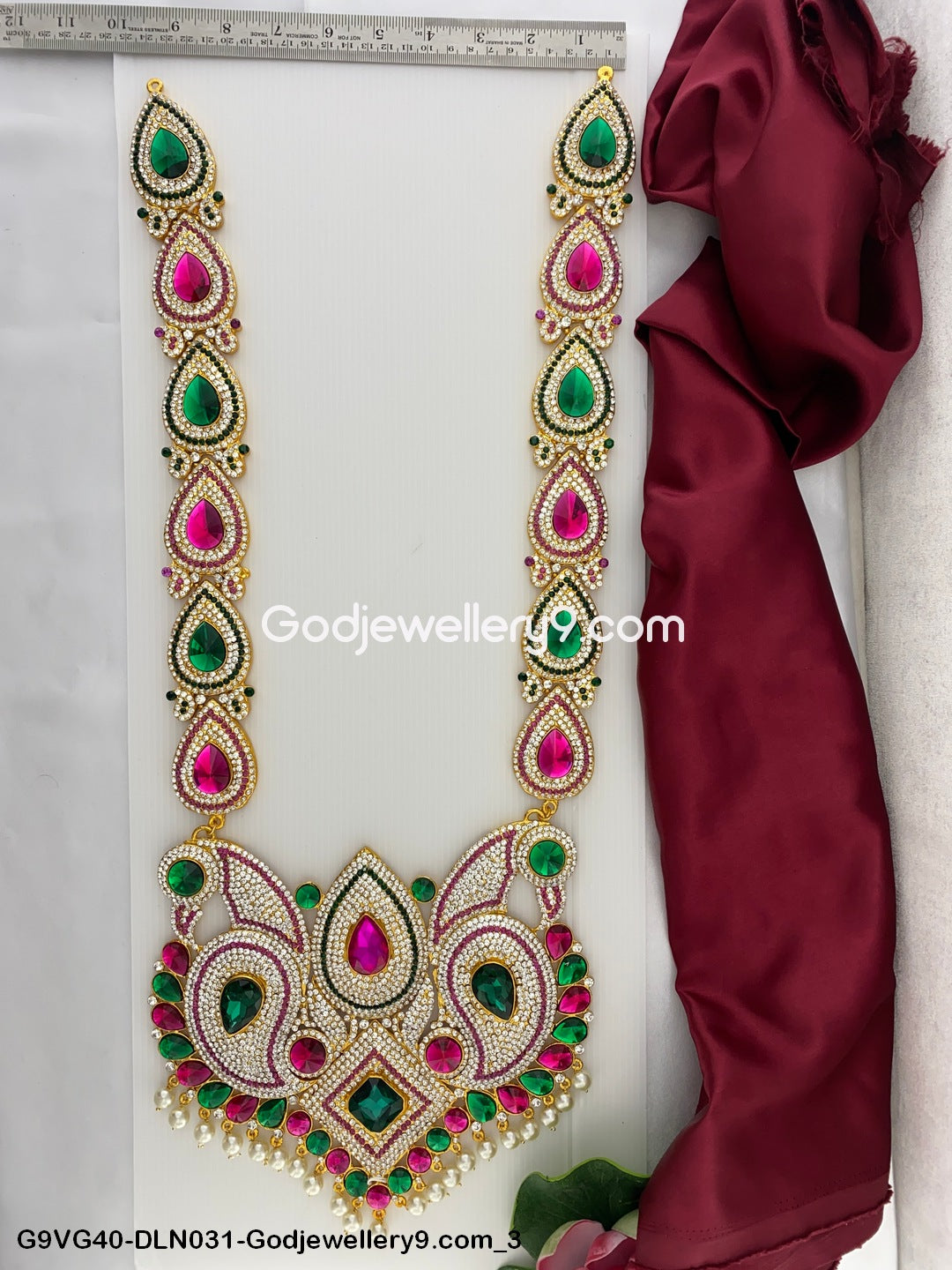Swamy 1 Step Long Haram Necklace for Deity God Alankaram G9VG40-DLN031-Godjewellery9.com 3