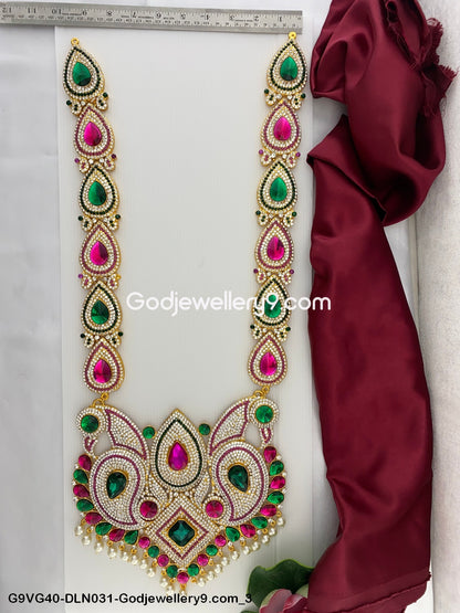 Swamy 1 Step Long Haram Necklace for Deity God Alankaram G9VG40-DLN031-Godjewellery9.com 3
