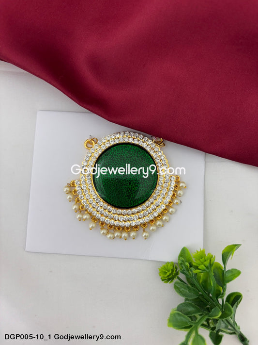 Temple Deity Murti Shringar Green Dollar Pendant Ornaments Jewelley GodJewellery9.com DGP005-10 1