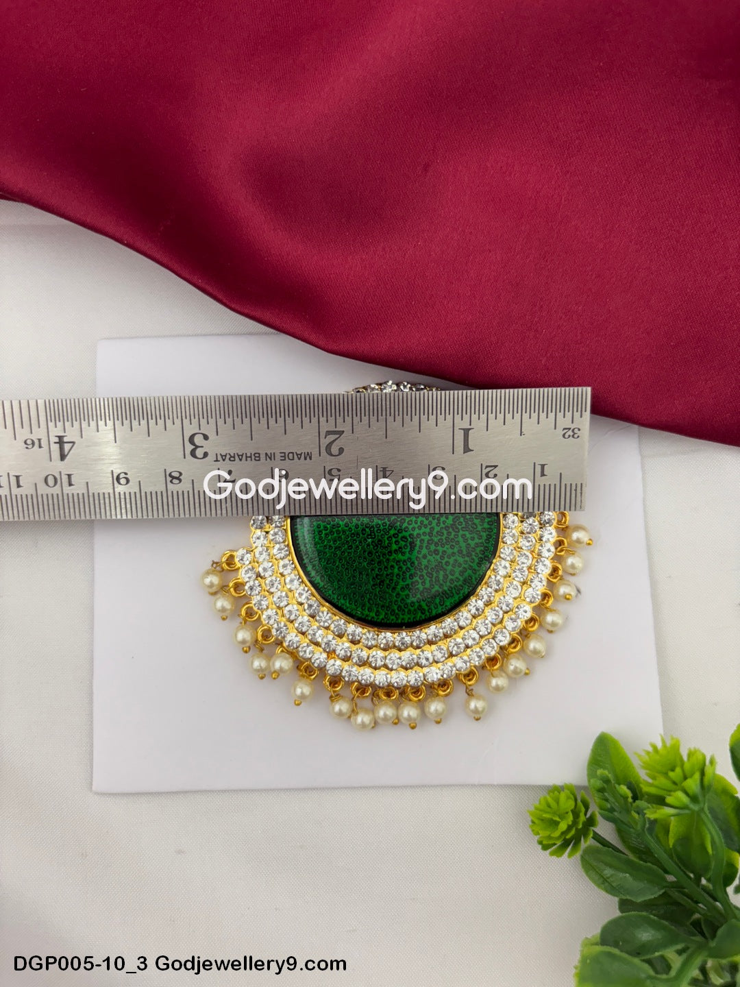 Temple Deity Murti Shringar Green Dollar Pendant Ornaments Jewelley GodJewellery9.com DGP005-10 3
