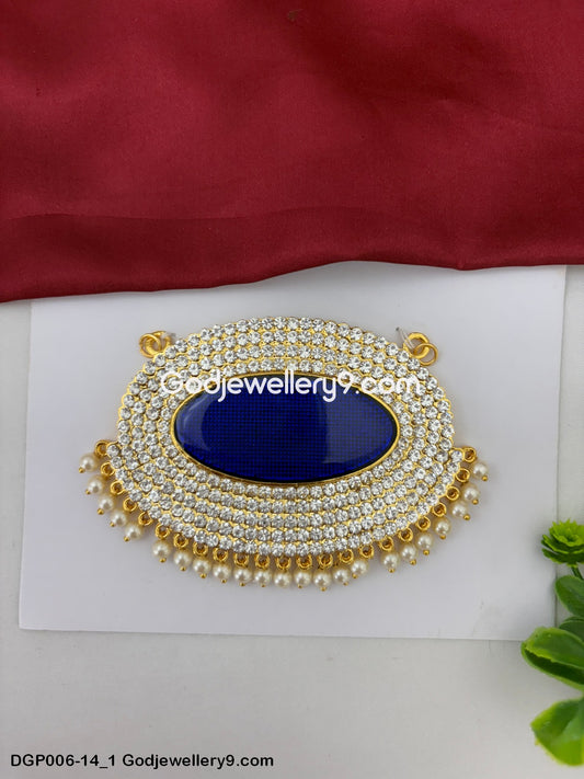 Temple Dollar Pendant Deity God Jewelley Blue For Murti Shringar Idols GodJewellery9.com DGP006-14 1