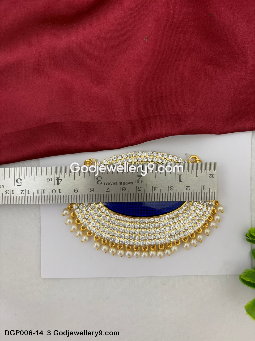 Temple Dollar Pendant Deity God Jewelley Blue For Murti Shringar Idols GodJewellery9.com DGP006-14 3
