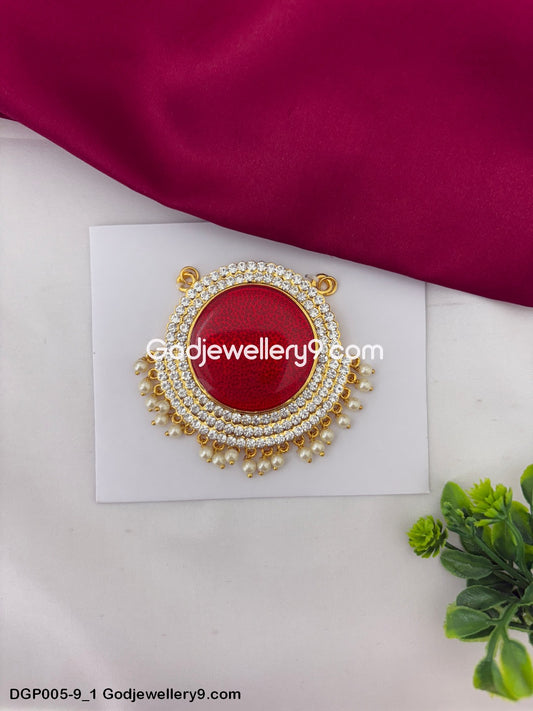 Temple Dollar Pendant For All Deity God Jewelley Marron Enamel Round GodJewellery9.com DGP005-9 1